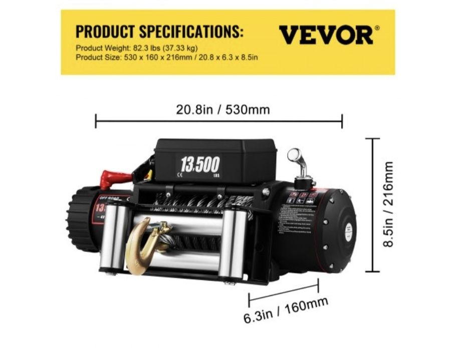 (Novo) Guincho elétrico VEVOR 13500lb/6123kg