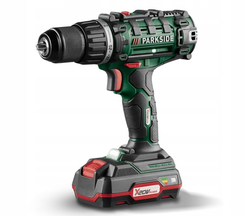 PARKSIDE Wiertarko Wkrętarka Akumulator Ładowarka Walizka Bity Zestaw