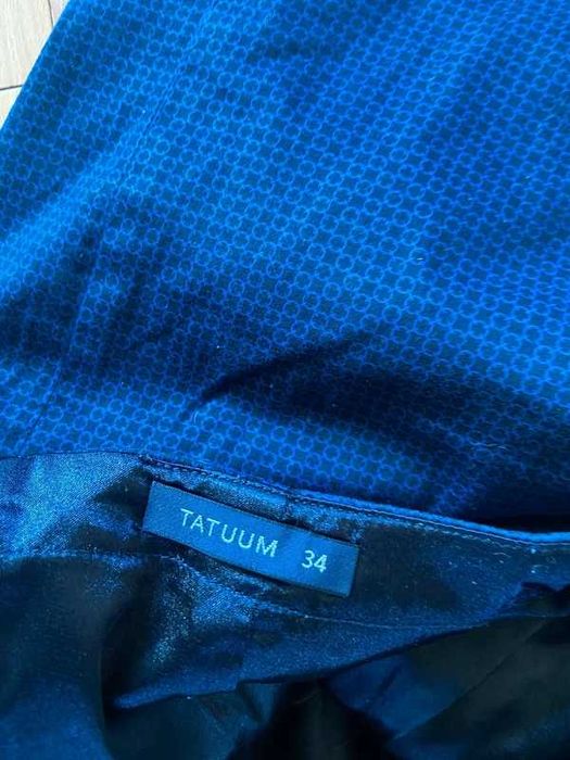 Xs s 34 36 tatuum olowkowa material spodnica midi do kolan lekka wzor