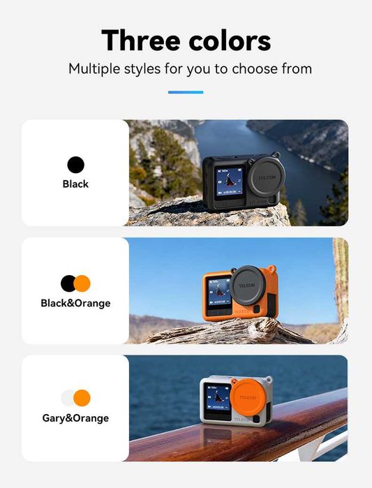 Silikonowe etui ochronne TELESIN do DJI OSMO Action 6 szary pomarańcz
