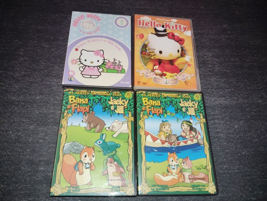 DVDs Infantis Bana e Flapi Jacky e Jill e Hello Kitty Usados