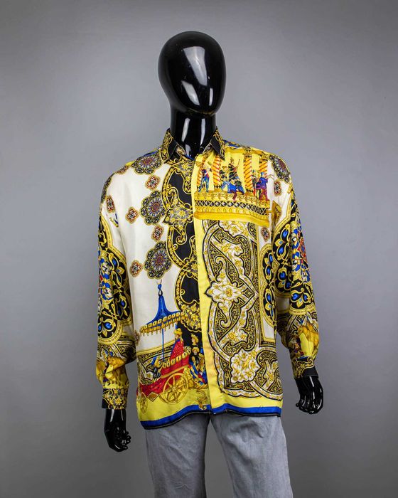 Коллекционная шелковая рубашка Versace V2.Дизайнерская модель.Размер L