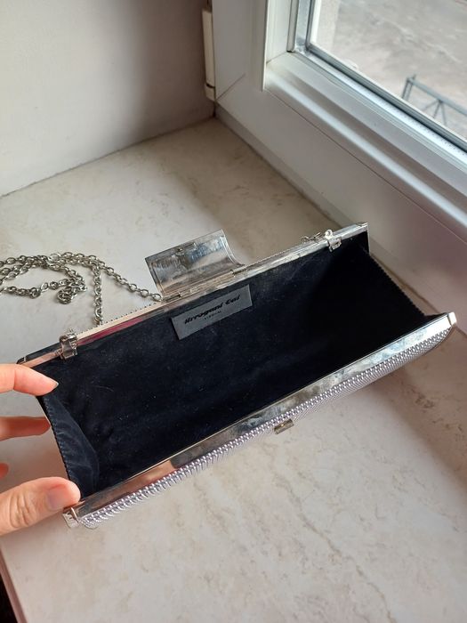 Torebka kopertówka srebrna