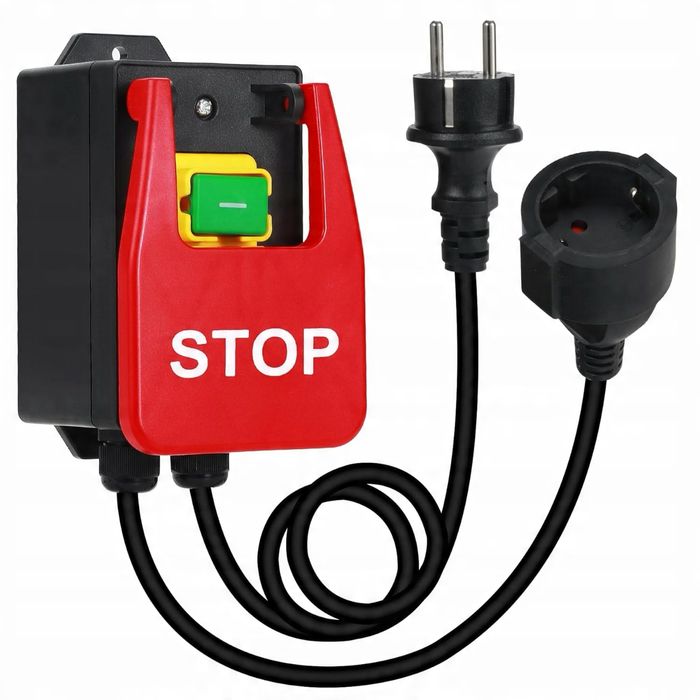 Wyłącznik awaryjny 230 V, wyłącznik bezpieczeństwa z gniazdem