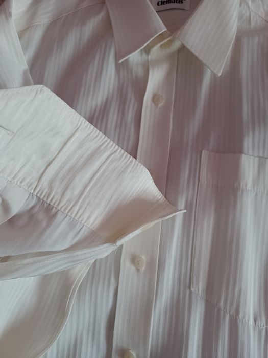 Elegancka koszula męska kołnierzyk 43 wzrost 182-188 kremowa