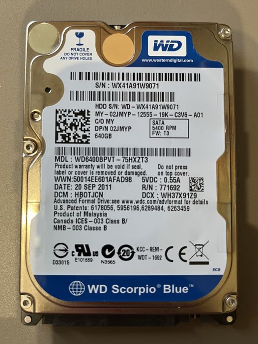 Dysk HDD 640GB 2,5" + Kieszeń
