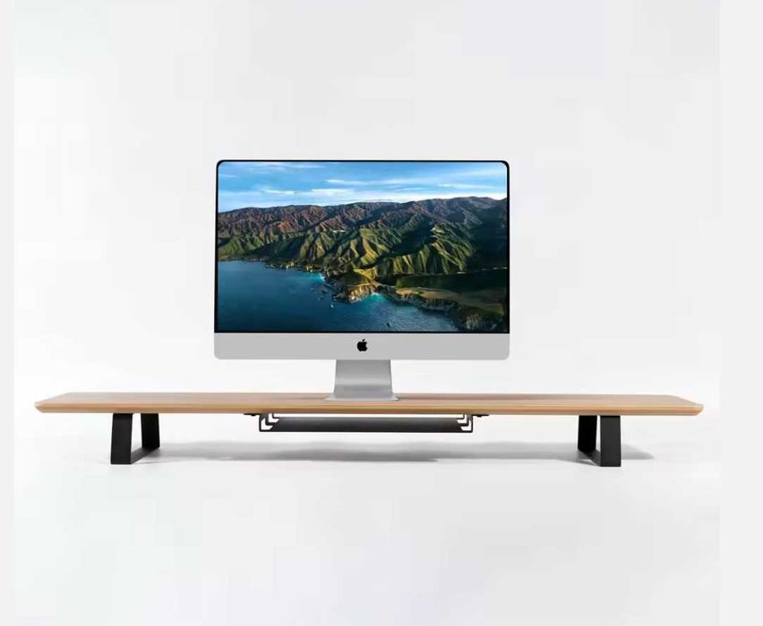 Premium Monitor Stand Prateleira Mesa De Madeira Ajustável Extensível