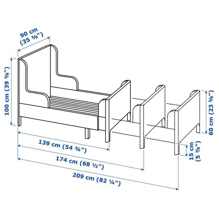 Łóżko IKEA BUSUNGE rozsuwane + materac