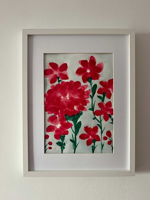 Pintura abstrata floral em aguarela