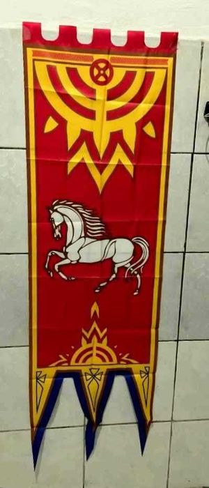 2 Estandarte Medieval 1,50cm x 46cm Bandeira Guerra Tronos Rohan