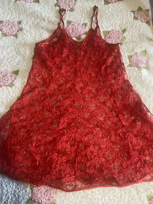 Пеньюар женский красный ажурный