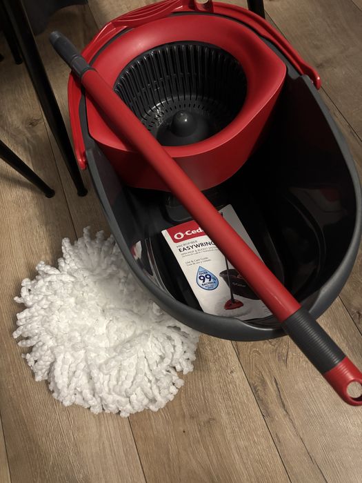 Mop obrotowy z mikrofibry, system czyszczenia podłogi z wiadrem