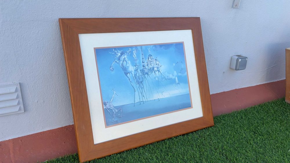 Conjunto 4 Quadros Salvador Dalí – Moldura Madeira, Pass-Partout Duplo