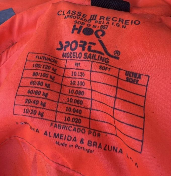 Colete salva vidas pesca barco homologado