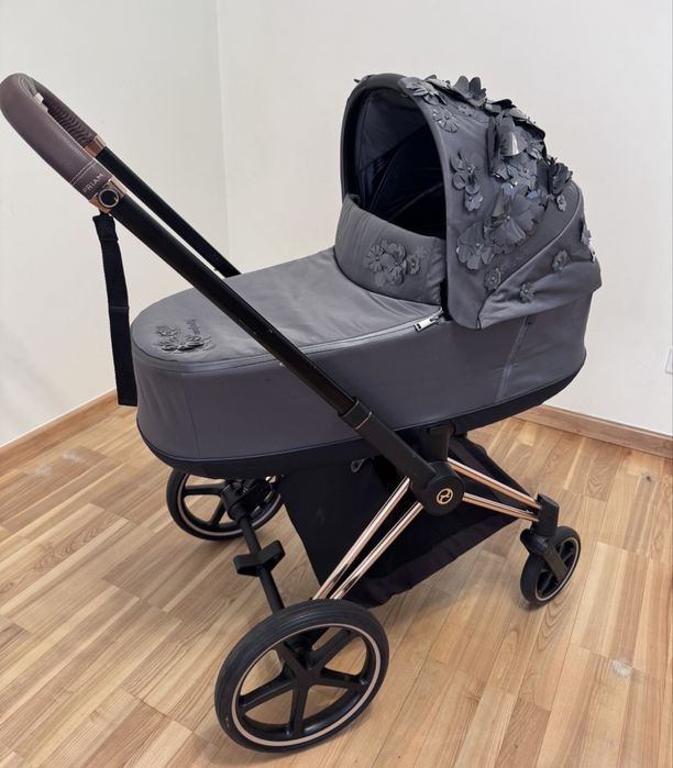 Zestaw 2w1 Cybex Priam 3/3.5 Simply Flowers Dream Grey Rose Gold + folia + moskitiera+adaptery