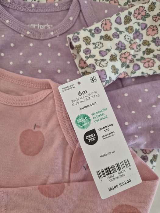 Ніжні боді на дівчинку Carter's, 3-6  міс