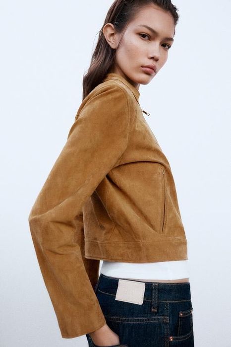 Blusão de pele genuína S (novo)