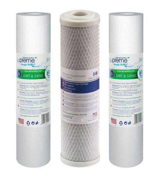 Zestaw 3 wkładów 10" Filtry do Wody RO5 RO6 RO7 OSMOZA