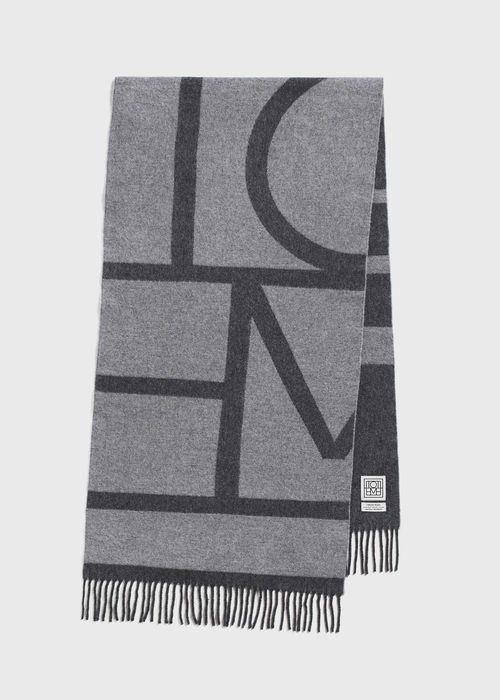 Шарф Toteme Monogram Jacquard Wool Scarf Dark Grey Melange