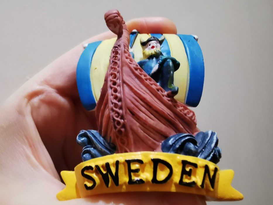Magnes na lodówkę Szwecja Sweden okręt pamiątka z podróży suwenir