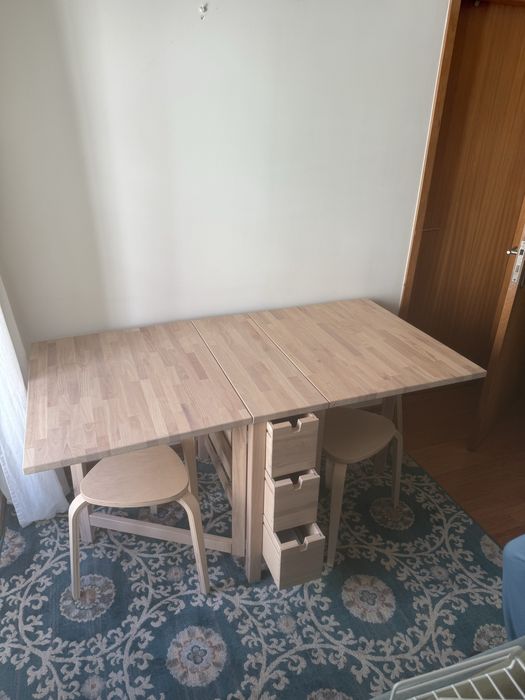 IKEA NORDEN Mesa Extensível Dobrável c/ 3 Gavetas