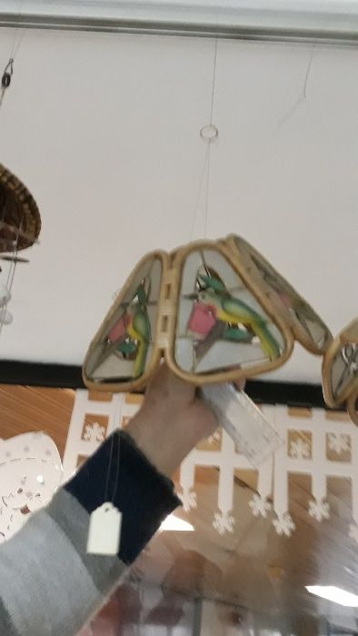 Candeeiro bambu com capiz novo 13/22cm