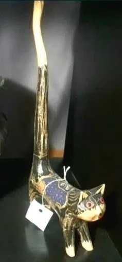 Gato preto madeira decorativo