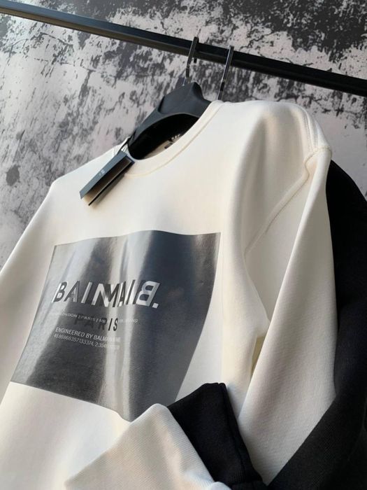 BALMAIN мужской брендовый свитшот белый оригинал кофта реглан батник