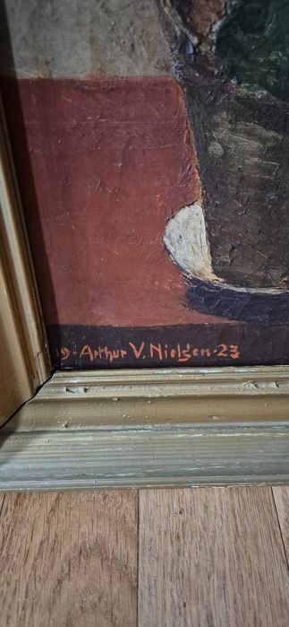 Obraz "Kwiaty w doniczce" duński aukcyjny artysta Arthur Nielsen