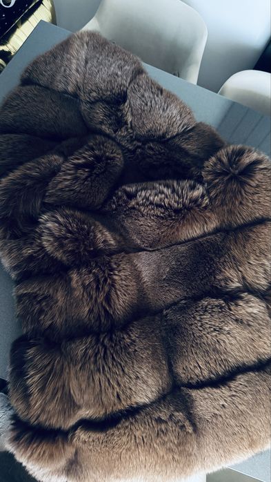 Kamizelka z naturalnego lisa S brazowa