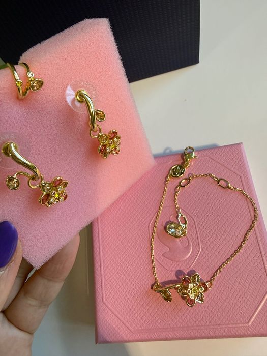 Браслет та сережки з каффою Swarovski