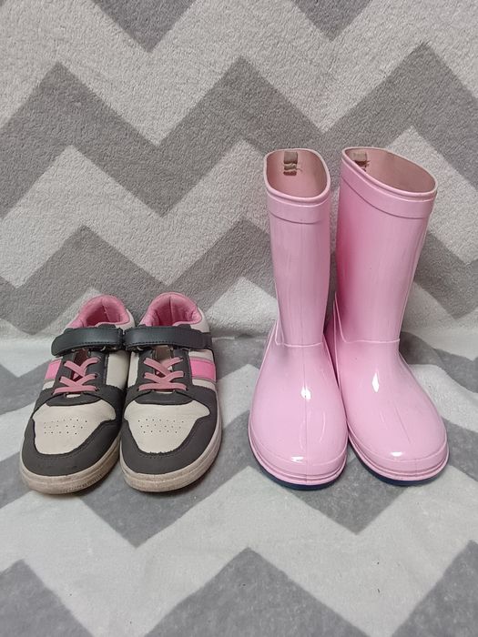 Buty dziewczęce r. 32 kalosze + adidasy półbuty sportowe