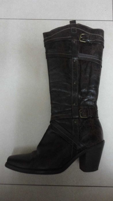Botas de senhora em pele castanho escuro Dorking