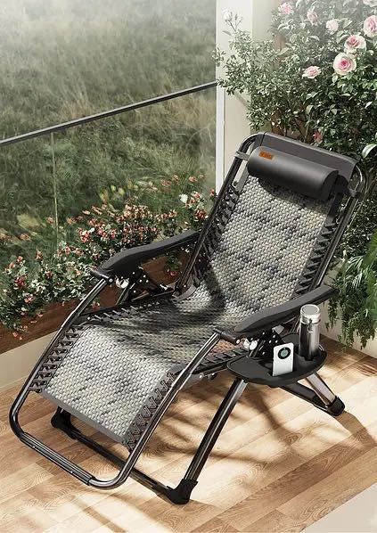 Розкладне крісло з ротангу шезлонг садовий Zero Gravity WCG S-10