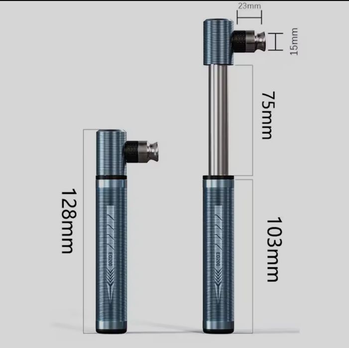 Hit - Mini Pompka Rowerowa Enlee 0,9bar/130psi długość 130mm 75g Presta / Schroeder Uniwersalna