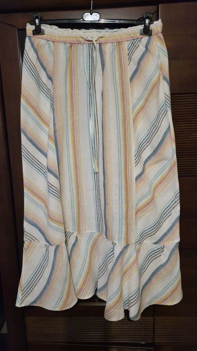 Spodnica maxi lniana pastelowa 42-44