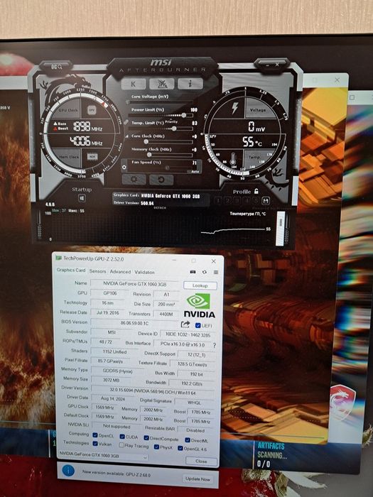 Видеокарта КАКНОВАЯ MSI GTX 1060 3GB гарантия пломба другие карты