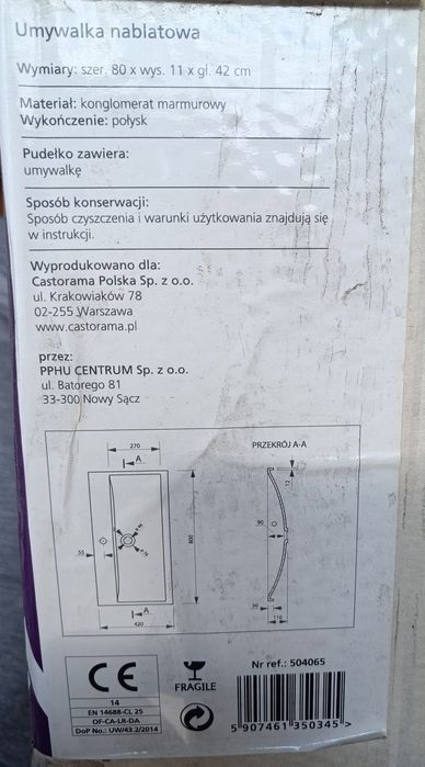Umywalka konglomeratowa 80x42x11 Cooke&Lewis