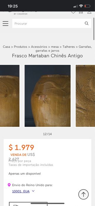 Par de antigas jarras, vasos, talhas Martaban Chinês Antigo