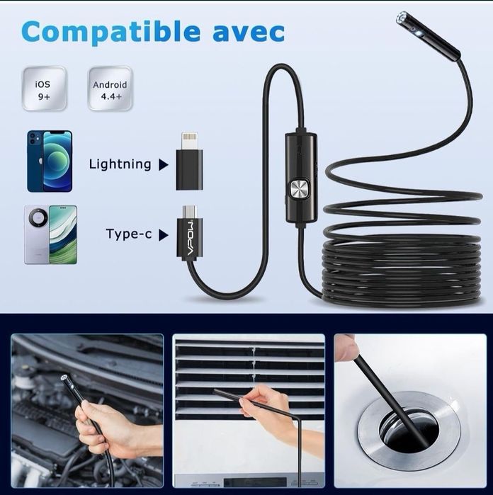 Kamera boroskopowa  do  telefonu  BOROSKOP WiFi 1080P HD 3 m wodo..