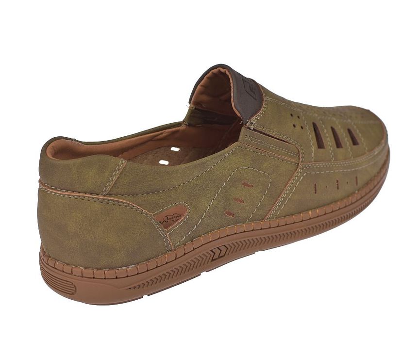 Mokasyny męskie ażurowe letnie khaki P-4-7045 rozmiar: 40