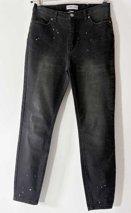 Jeans czarne pas z gumka Bawełna R 38