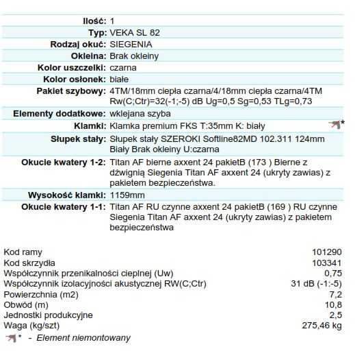 Sprzedam okno tarasowe VEKA 3-szyby NOWE!!!