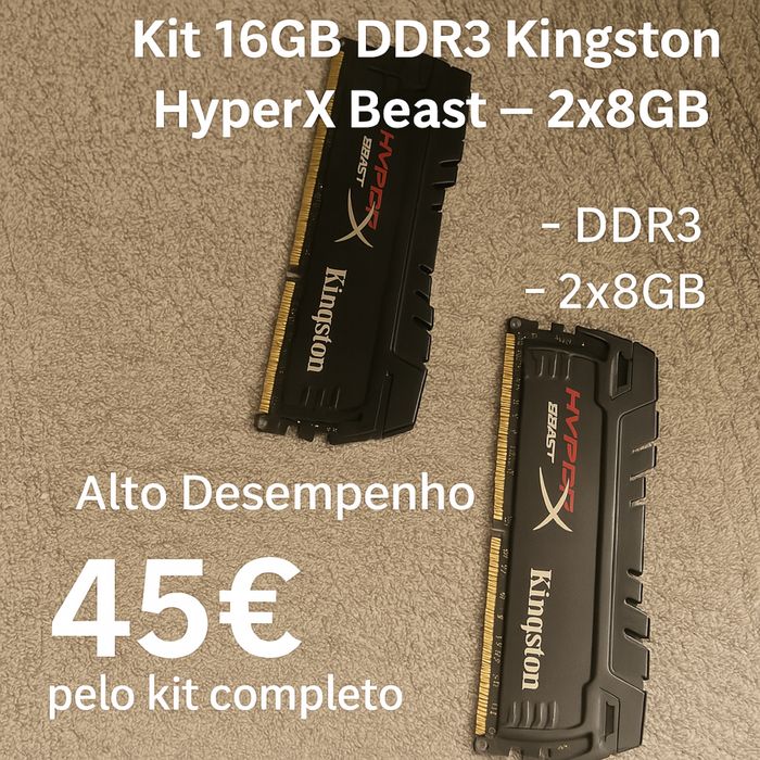 Kit 16GB DDR3 Kingston HyperX Beast – 2x8GB – Alto Desempenho!