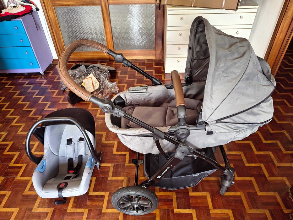 Carrinho de bebé 3 em 1 Kinderkraft Moov + Kinderkraft Mink + Todos os acessórios