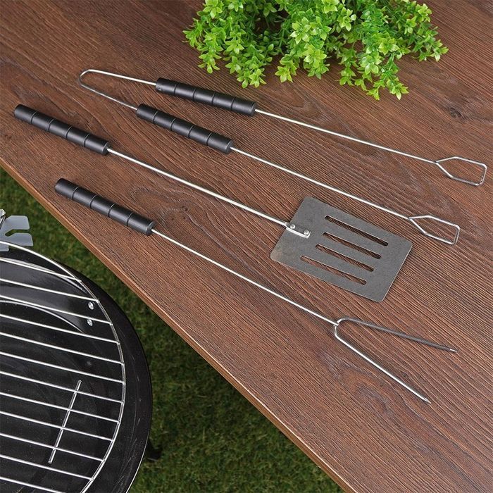 Zestaw Narzędzi Do Grilla 3 Elementy Łopatka Szczypce Widelec BBQ Stal Nierdzewna Profesjonalny Gardiva
