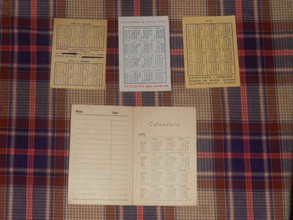 Calendarios bolso antigos coleccao anos 50, 60 e 70