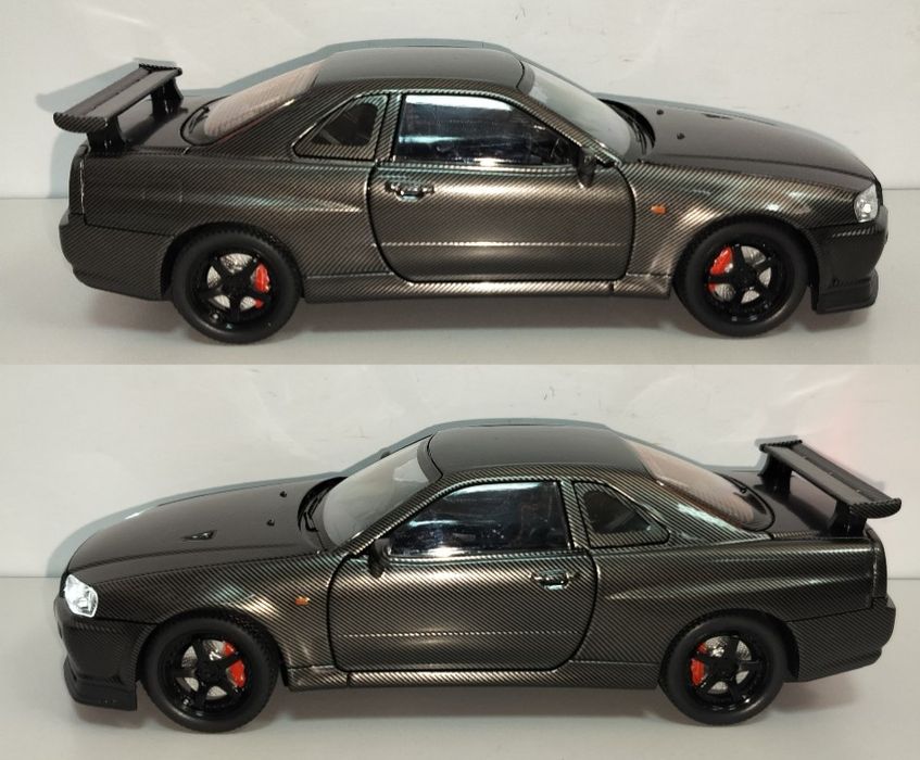 Nissan Skyline GT-R R34 Carbon модель 1:24 Jinlifang Металл звук свет