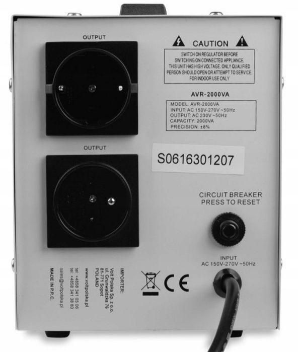 Стабілізатор напруги AVR 2000 ВА Volt Polska 2000 AVR