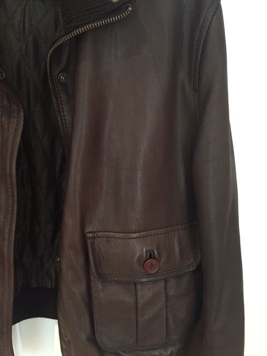 Casaco couro castanho